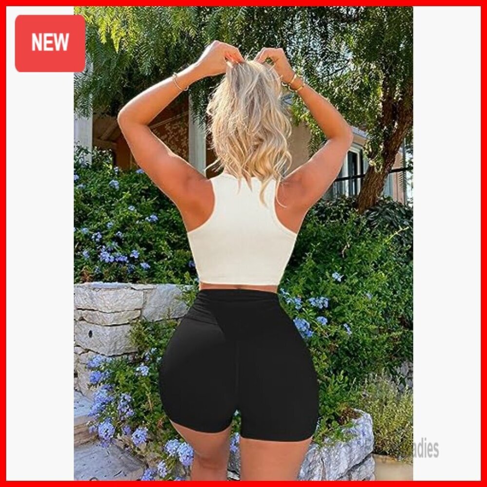 3 Pack Seamless Ribbed Crop Tank Tops High Neck Racerback Workout Yoga - Picture 6 of 7